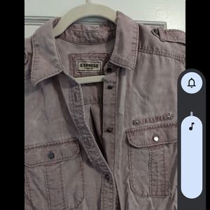 Express Military Boyfriend Button Up Shirt Pink